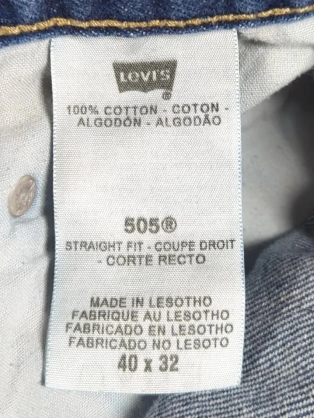 Levi's 505 Jeans Men's 40x32 (Actual 38x31) Blue Denim Regular Straight Fit